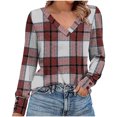 thumbnail image 3 of LSLJS Flannel Shirt for Women V-Neck Long Sleeve Pullover Sweatshirts Casual Loose Basic Plaid Printed Shirts Fall Outfits 2025, S-2XL, 3 of 3