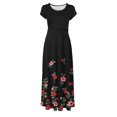 thumbnail image 4 of ICHUANYI Clearance Women's Floral Print Colorful Summer Dress Short Sleeve Dresses Beach Casual Maxi Sundress(Red, S) ICHUANYI WER2023081116399, 4 of 5