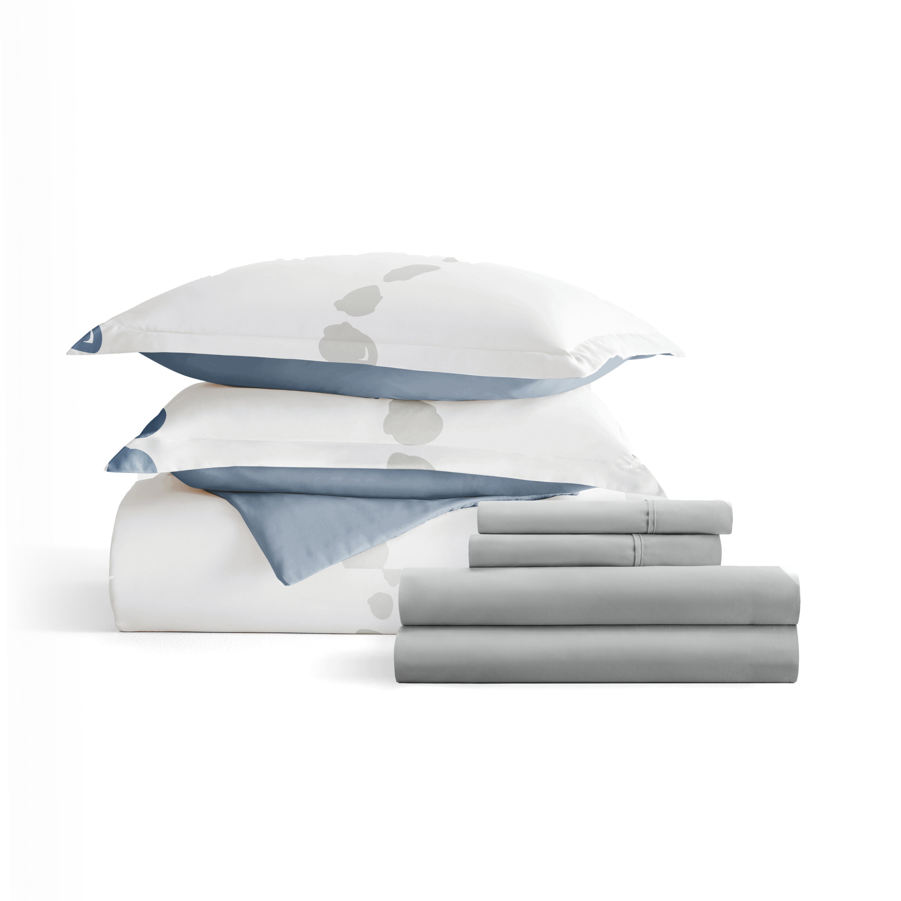 Noble Linens 7 Piece Patterned Duvet Bedding Bundle, Urban Vibe Navy, Twin