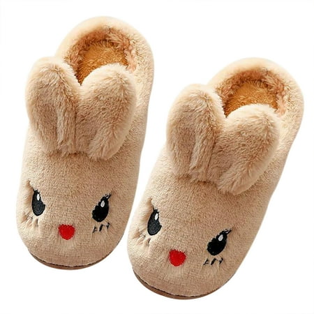 

Uposao Winter Warm Furry Bunny Slippers Cute Cosy Fluffy Indoor Household Cotton Shoes Coffee for Size 24/25