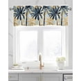 thumbnail image 2 of Navy Blue Palm Trees Kitchen Valances for Windows Farmhouse Linen Window Valance Curtain for Living Room Window Treatment Vintage Summer Botanical Watercolor Valance Rod Pocket Topper, 42 x 18 Inch, 2 of 6