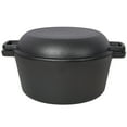 thumbnail image 2 of 3 in 1 Pre-Seasoned Cast Iron Dutch Oven, Outdoor Camping Deep Pot, 5 Quart. Cover As A Skillet with Ribbed Bottom Design. With 1PC Iron Pot Rack, 1PC Lid Lifter., 2 of 9