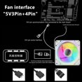 thumbnail image 4 of Enfriador de CPU de 12 cm 5 V 3 pines ARGB Sync Cooler Fan 12 V 4 pines PWM para computadora (blanco), 4 of 8