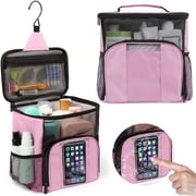 DAKIMOE Mesh Shower Caddy Portable Tote Dorm Organizers and Storage Foldable Toiletry Bag Perfect for College Students Men Women, Pink