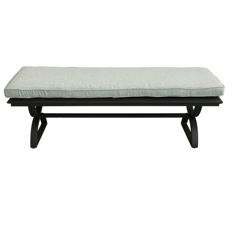 Wynn 58 Inch Patio Bench Cushion Polyester Fiber Crossed Legs