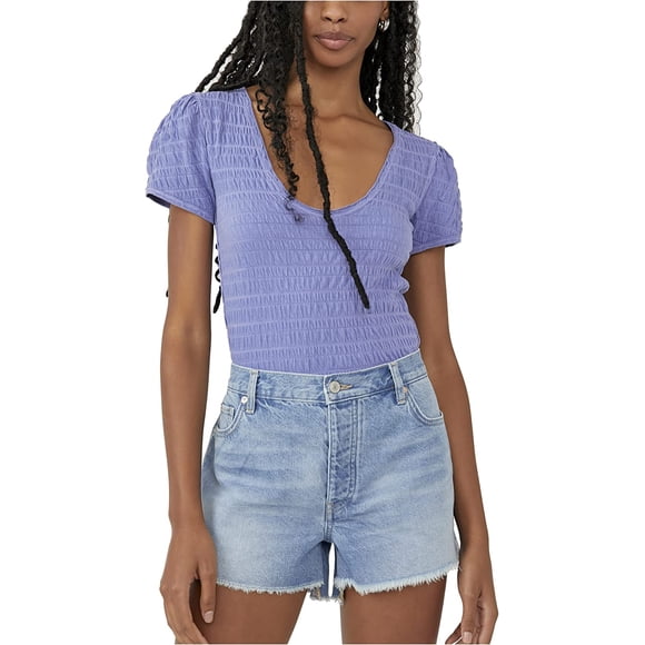 Free People Sugar Cube Tee Birdsong Blue MD Womens 8-10