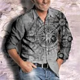 thumbnail image 5 of Camisa de solapa retro de moda de manga larga, informal, para exteriores, para hombre, con brújula, ruleta, patrón HD, diseño de diseñador 2024, nuevo, 5 of 5