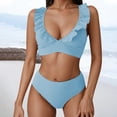 thumbnail image 1 of Trajes de baño para mujer, Trajes de baño para mujer Traje de baño de mujer con abertura, cintura alta, color liso, traje de baño bikini conservador y a la moda Traje de baño de nailon para mujer, 1 of 4