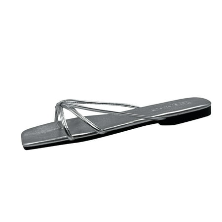 

Women Slippers Summer Women Slippers Thin Strap Thong Flat Lightweight Comfortable Solid Color Silver 8