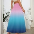 thumbnail image 5 of WTOBBY Women's Gradient Print Flowy Flared Maxi Skirt with Ruffle Hem, A-Line Elastic Waist Elegant Tiered Layered Bohemian Long Skirt for Casual Summer Outfits and Beach Events,Blue XL, 5 of 5