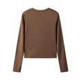 thumbnail image 5 of Long Sleeve Tops for Women! Comdrip Women's Long Sleeve Shirts Crew Neck Slim Fit Going Out Tops Basic Tees Barely There Womens Long Sleeve Tops Coffee XL, 5 of 10