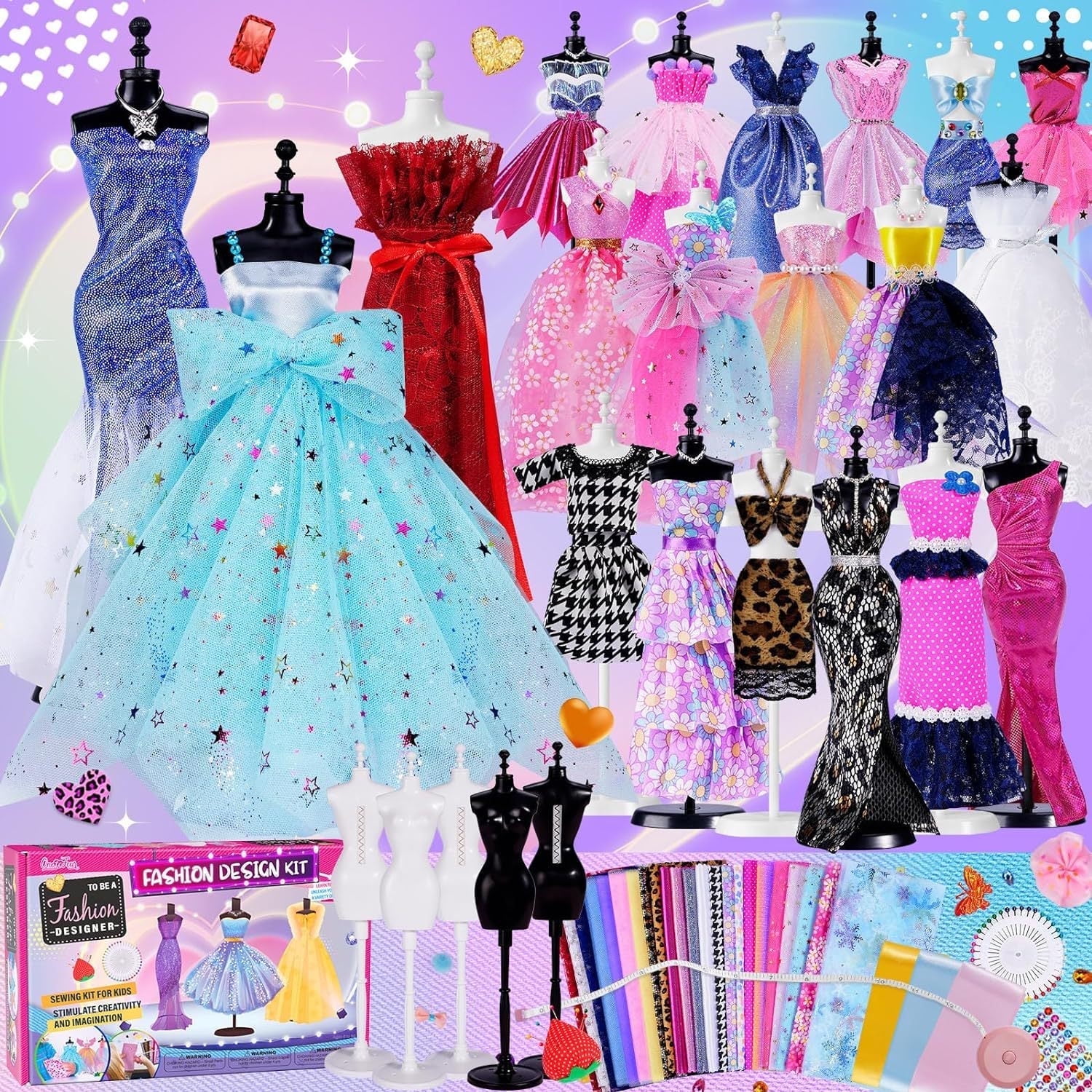 Mini Machine à Coudre Caydo – Kit Création Mode 48 Pièces Pour Fille 8-12 Ans