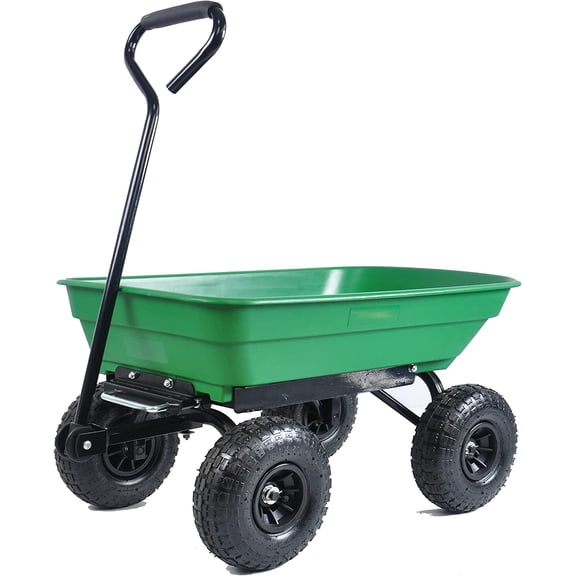 Garden cart Dump Truck with air Wheel for Gardens, Farms, etc (Green)