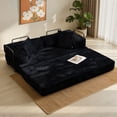 thumbnail image 3 of Vcatnet 80.5"x70.8" Convertible Sleeper Sofa Bed Corduroy Modular Cloud Couch Floor Sofa Foldable Lounge Couch for Living Room, Bedroom, Black, 3 of 9