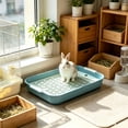 thumbnail image 5 of Small Animal Litter Box with Grid, Pet Potty Training Tray for Rabbits Hamsters Guinea Pigs Hedgehogs Chinchillas Ferrets, Easy Clean Cage Toilet with Splash Guard Fence, Hamster Toilet, Green, 5 of 6
