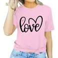 thumbnail image 1 of Meichang T-Shirt de la Saint-Valentin pour Femmes, T-Shirts à Imprimé Cœur, Manches Courtes, Col Rond, Coupe Ample, Hauts de Fête, Soldes de Liquidation 2025, 1 of 4