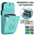 thumbnail image 2 of Wallet Case Compatible with iPhone 13 Pro Max, Case with Card Holder,with a strap, RFID Blocking Leather Cover 360°Rotation Ring Kickstand Protective Bumper Designed for Apple iPhone 13 Pro Max,Mint, 2 of 10