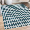 thumbnail image 1 of Flower Decorative Rug, Rhombus Pattern with Retro Design Inspirations Vintage Argyle Arrangement, Quality Carpet for Bedroom Dorm and Living Room, 6 Sizes, Petrol Blue, by Ambesonne, 1 of 4