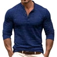 thumbnail image 2 of toraway T-Shirts Graphic Design Men's Four Seasons Leisure Fashion Solid Color Contrast Design Lapel Button Long Sleeve Tops L, 2 of 3