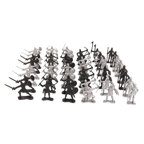 Milaget 48 Pieces Miniature Kids Martial Soldiers Figurines Playset, Simulation Plastic Medieval s Statues Toys for Boys Birthday Gifts
