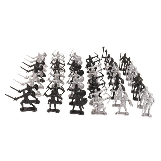 48 piezas Mini juguetes, varios tamaños, plástico, guerrero medieval, estatuas de juguete para niños, regalos