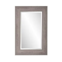 Tyler Dillion Gray Rectangular Faux Wood Grained Beveled Wall Mirror 36"H x 24"W