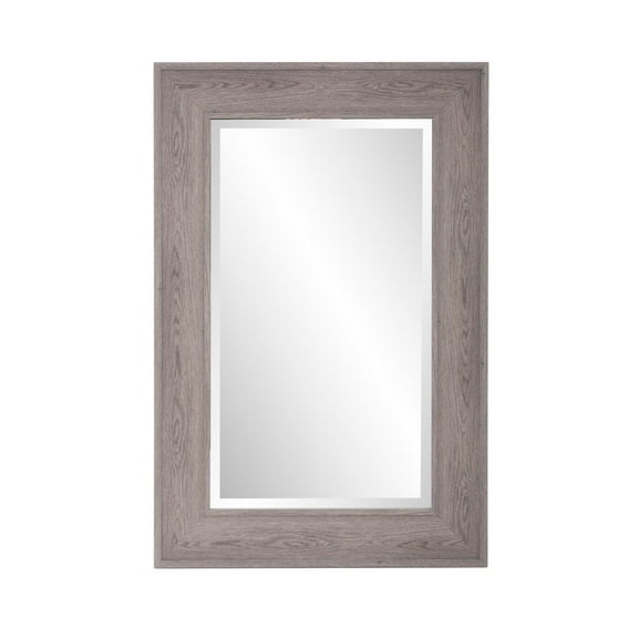 Tyler Dillion Gray Rectangular Faux Wood Grained Beveled Wall Mirror 36"H x 24"W