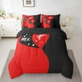 thumbnail image 2 of Manfei Kawaii Love Heart 7pcs Bedding Comforter Set for Female Women Girls,Black Red Queen Bedding Sets Super Cozy,Romantic Couple Lover Queen Sheet Sets,Microfiber Bedroom Decor,Reversible, 2 of 8