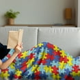 thumbnail image 3 of Cartoon Soft Flannel Fleece Throw Blanket, Colorful Puzzle Pieces Fashion Daycare Kindergarten Theme Colorful Arrangement, Cozy Plush for Indoor and Outdoor Use, 50" x 60", Multicolor, by Ambesonne, 3 of 5