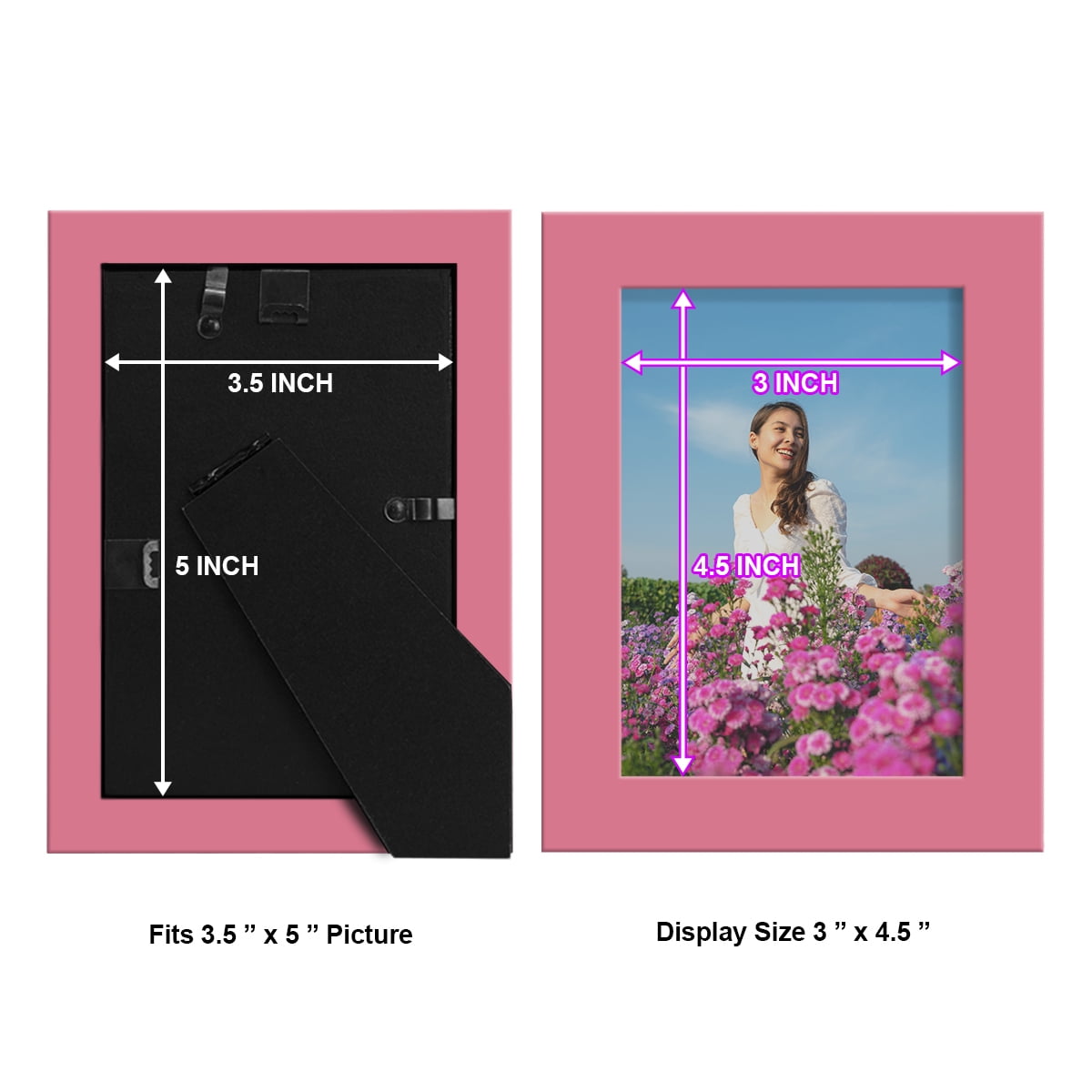 Modern Real Wood 3.5x5 inch Picture Frame in Hot Pink