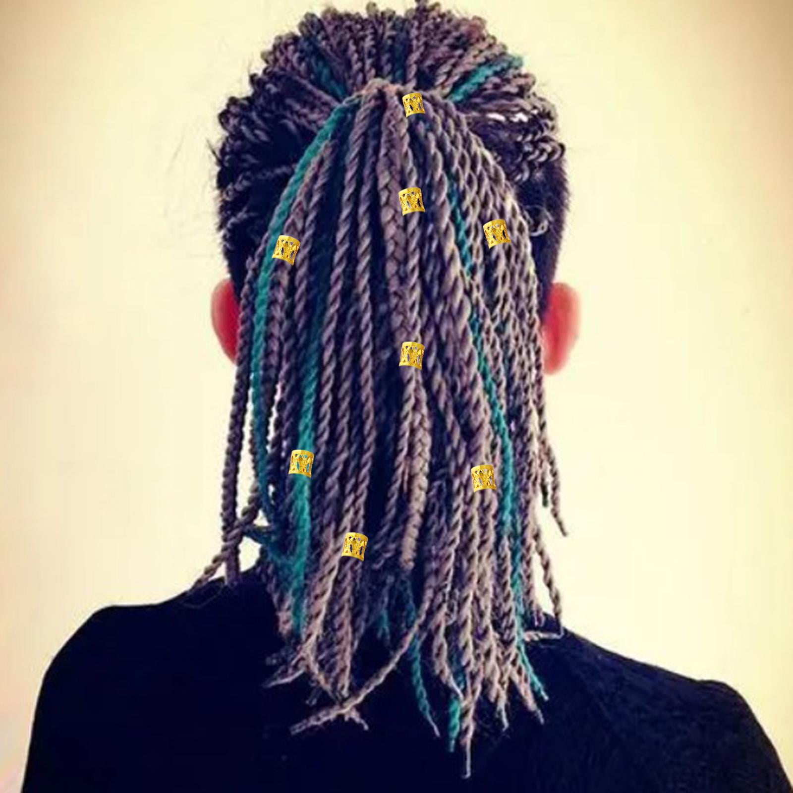 TOOYFUL 5x100x Dreadlocks Beads Decorations Pendants Metal for Hair Accessory Gold