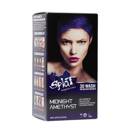 Splat 30 Wash No Bleach Semi-Permanent Hair Dye Midnight Amethyst (Best Professional Purple Hair Dye)