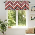 thumbnail image 6 of Northern Europe Valances for Windows, 54 x 18in, Red Geometric Wave Stripes Rod Pocket Kitchen Valance Curtain Light Filtering Window Treatments for Living Room Bedroom, 1 Panel, 6 of 7