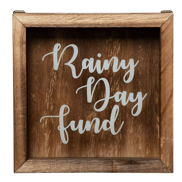 Shadow Box Bank Wooden Rainy Day Fund Adult Piggy Bank, Money Saving