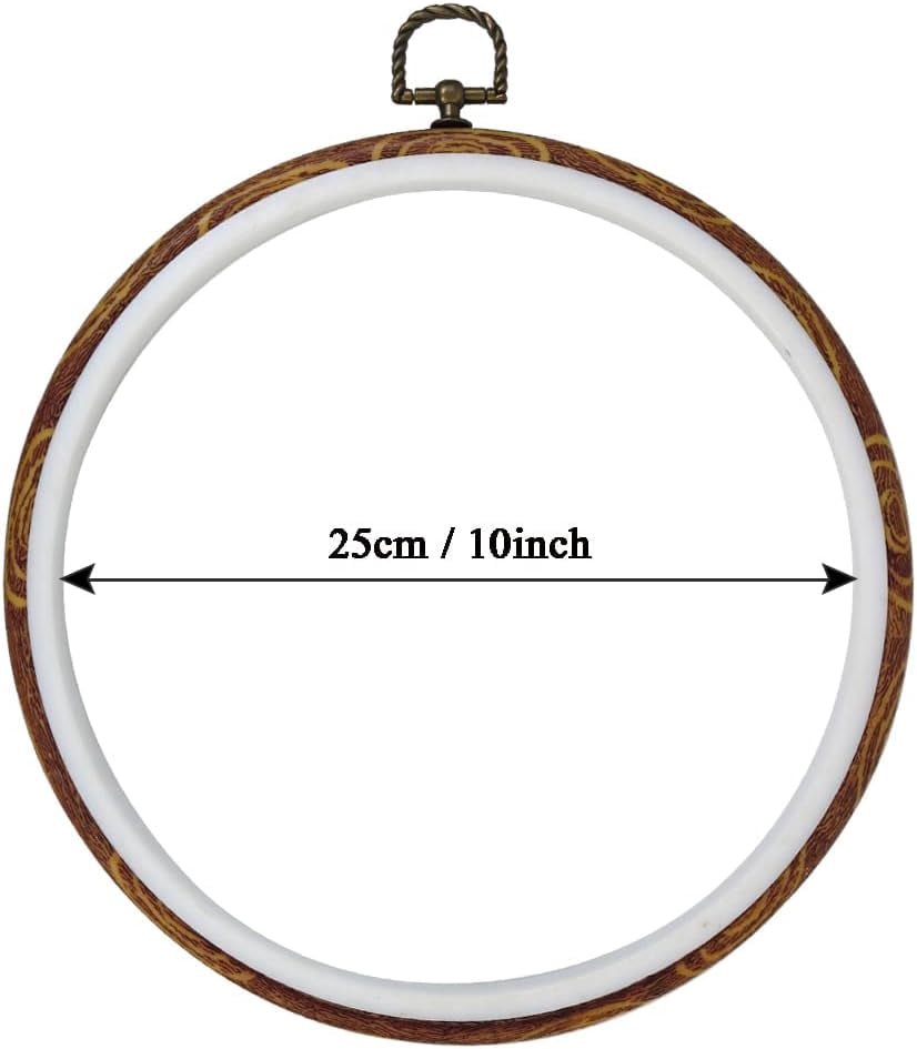 ABPETE 5 Pieces 10 inch Round Embroidery Hoops, Imitated Wood Hoop Embroidery Frames for Display, Cross Stitch Embroidery Round Hoops Arts Decoration