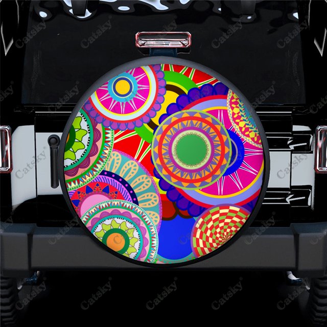 Abstract - Colors Print Spare Tire Cover Waterproof Tire Wheel Protector for Car Truck SUV Camper Trailer Rv 14"-17"