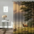 thumbnail image 2 of COMIO Deer Elk in Rocky Mountains with Rocks Tree Wildlife Shower Curtain for Bathroom Decoration White, 2 of 6