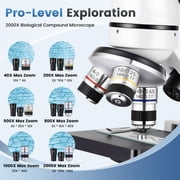 Herwicm 40X-2500X Compound Lab Microscope for Adults and Students, High-Power Biological Microscope with Smartphone Adapter and Prepared Slides Kit, Stem Kit for School Lab and Home Education