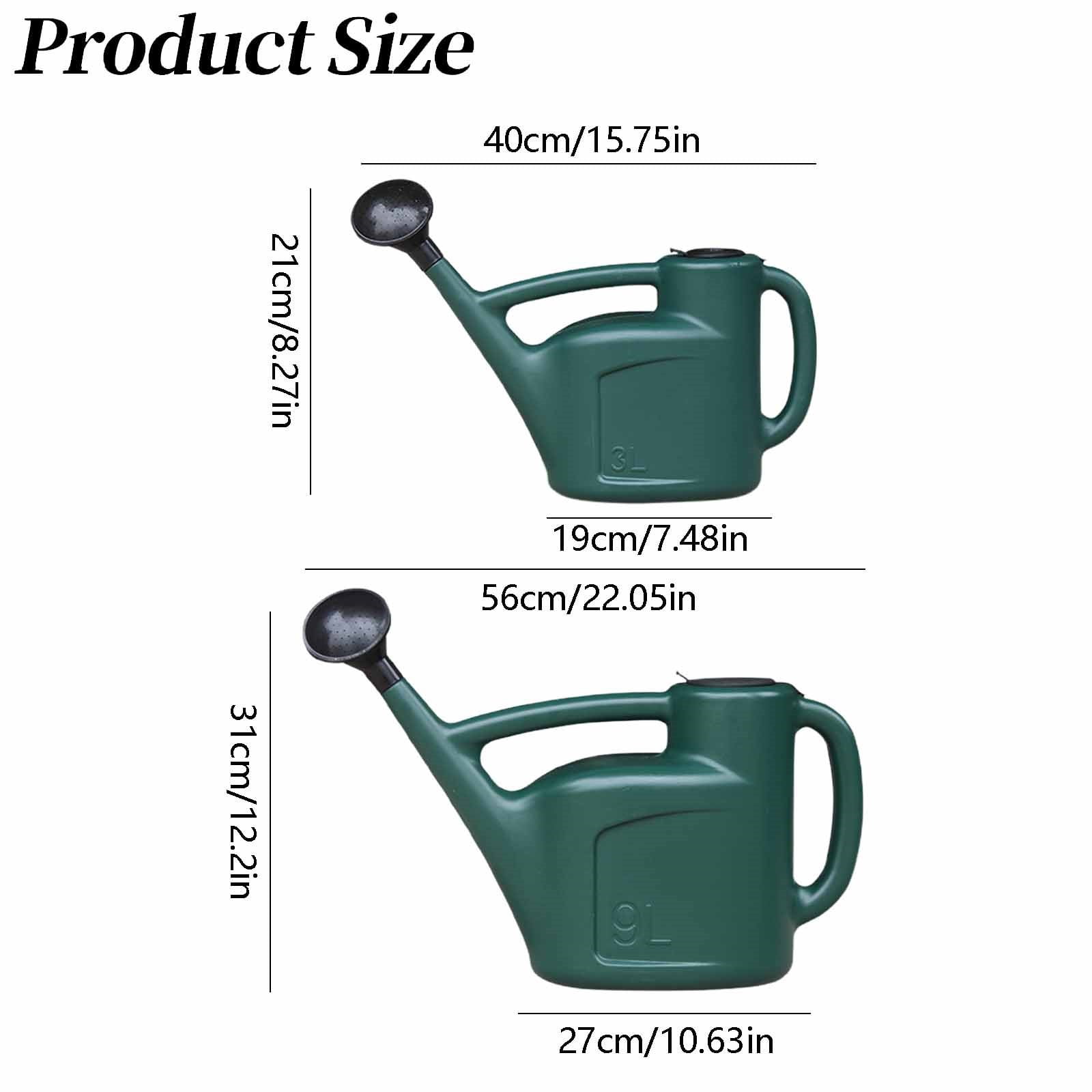 ZLBDYG 3L/9L Large Plastic Watering Can - Detachable Long Spout Indoor/Outdoor Plant Watering Can for Garden, Flowers, Vegetables (Durable Dark Green Design, Ergonomic Handle)