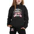 thumbnail image 2 of Toddler Baby Girl Clothes Cute Outfits 2025 New Year Print Long Sleeved Letter Print Hooded Top Sweater Pants Set Cute Kids Outfit Set for 2-3 Years, 2 of 4