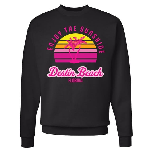 Inktastic Summer Enjoy the Sunshine Destin Beach Florida in Pink Adult Sweatshirt