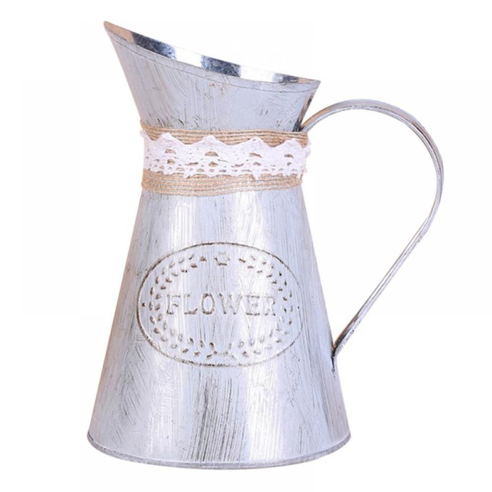 Rustic Shabby Chic Metal Jug Filled with artificial Flowers in range of styles 