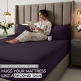 thumbnail image 3 of Utopia Bedding Extra Deep Pocket Queen Fitted Sheet, Fits up to 21 Inch Mattress - Hotel Luxury, Soft, Breathable and Comfy - Shrinkage and Fade Resistant - Easy Care Purple, 3 of 9