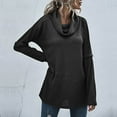 thumbnail image 2 of XFLWAM Women's Long Sleeve Cowl Neck Sweater Pullover Turtleneck Casual Loose Tunic Tops Black XL, 2 of 8