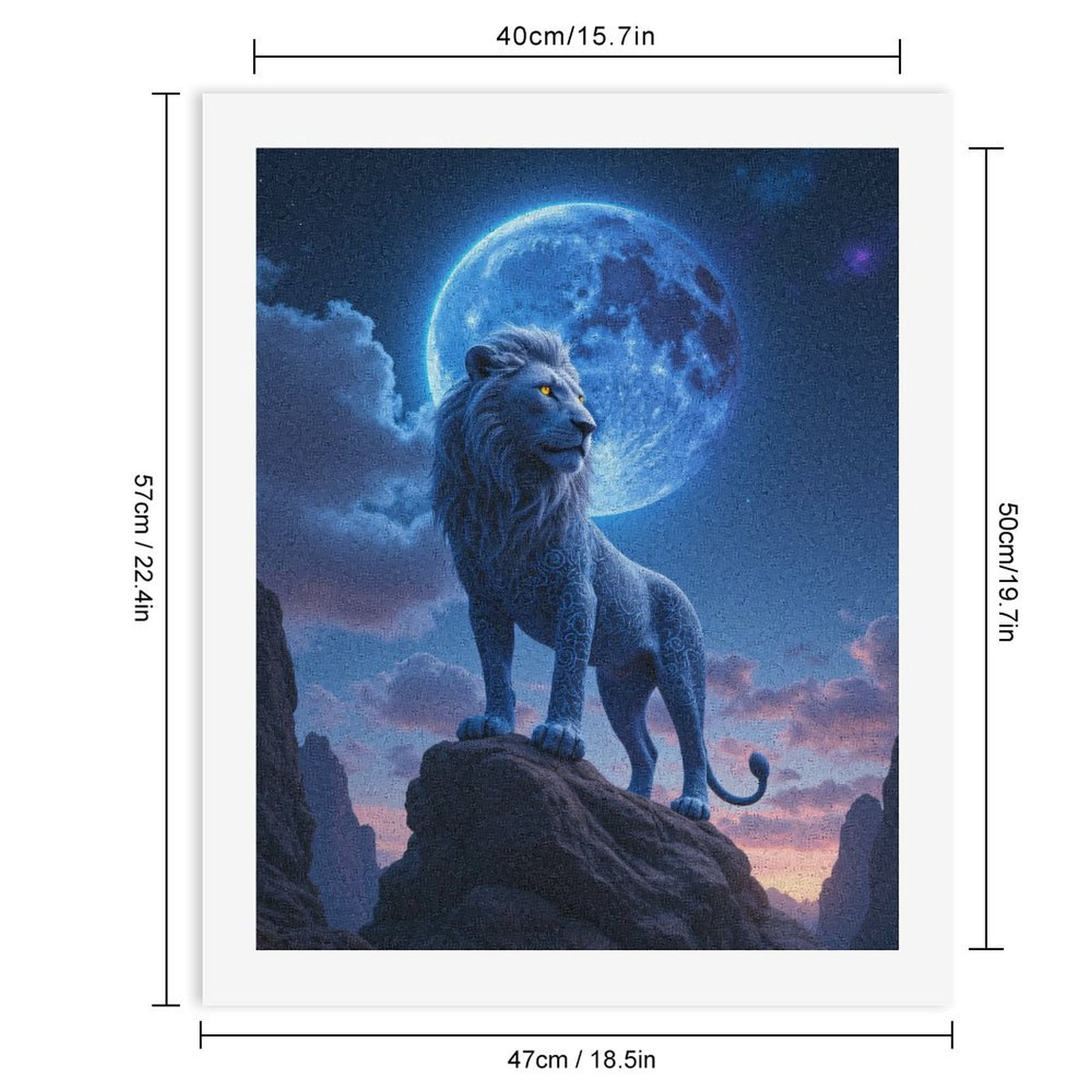 Paint By Numbers Kit for Adults Beginner - Moonlit Majestic Blue Lion Rock DIY Canvas Painting Kits for Adults, Frameless Paint By Number for Adults for Home Wall Decor 16x20 Inch