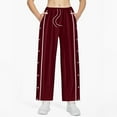 thumbnail image 3 of Wide Leg Pants Woman Striped Drawstring Classic Ankle Tapered Trouser Red Casual Yoga Pant L, 3 of 8