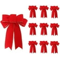 thumbnail image 1 of Estbridge 10 Pcs Nœuds Rouges Décorations de Noël 9 x 13 Pouces Grand Nœud en Velours Filaire avec Bordure Dorée pour Couronnes Emballage Cadeau Extérieur Arbre, 1 of 8