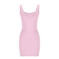 thumbnail image 5 of JGGSPWM Women's Square Neck Mini Dress Suspender Sleeveless Design Casual Slim Fit Party Wear Dresses Pink XL, 5 of 5