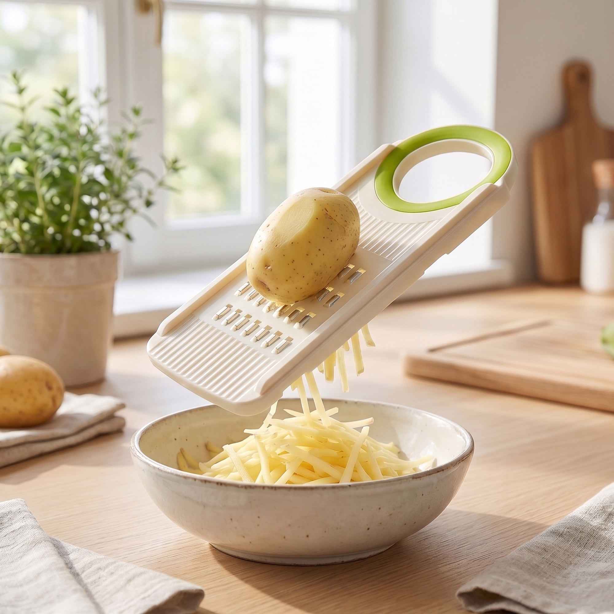 Unique Bargains Plastic Mandoline Slicer with Non-Slip Base for Safety Green B 11.2"x3.9"