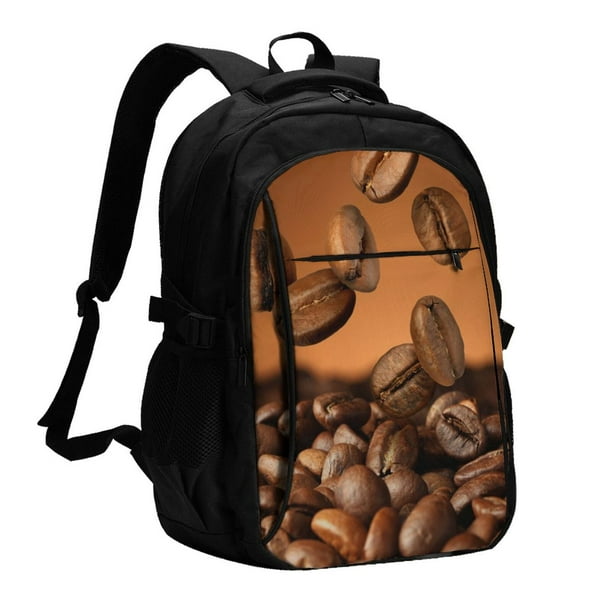 Fotbe Coffee Beans Mochila con Estampado y Puerto USB para Hombre y Mujer, Mochila Antirrobo, Mochila de Viaje, Mochila Escolar, Mochila Universitaria